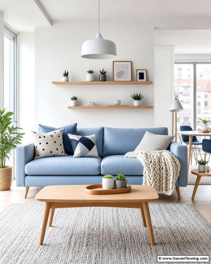 Scandinavian Style Blue Couch Living Room - 25 Blue Couch Living Room Ideas for a Stylish Space