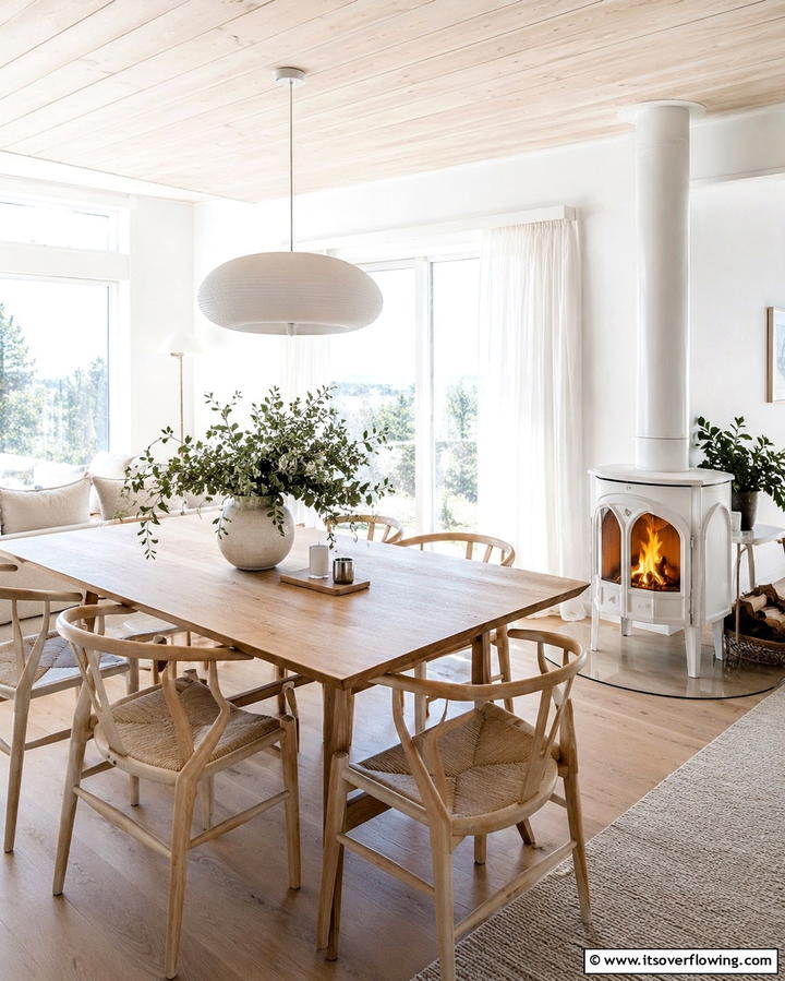 Scandinavian Style Fireplace for Cozy Simplicity - 25 Dining Room With Fireplace Ideas for Cozy Gatherings