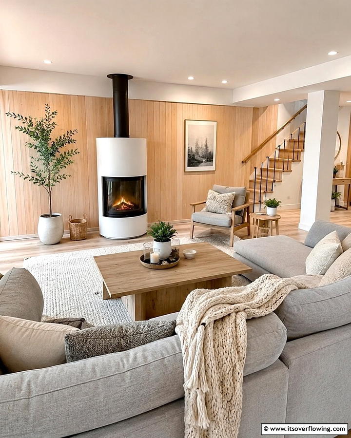 Scandinavian Style Fireplace - 25 Cozy Basement Fireplace Ideas for Warm Gatherings