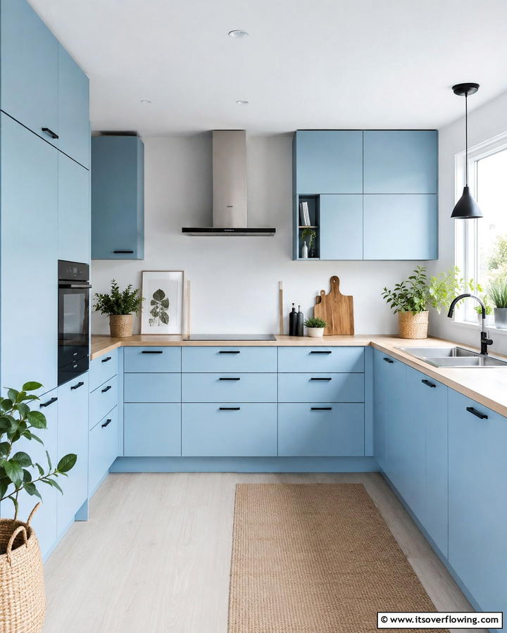 Scandinavian Style Light Blue Cabinets - 25 Light Blue Kitchen Cabinets Ideas for a Coastal Vibe