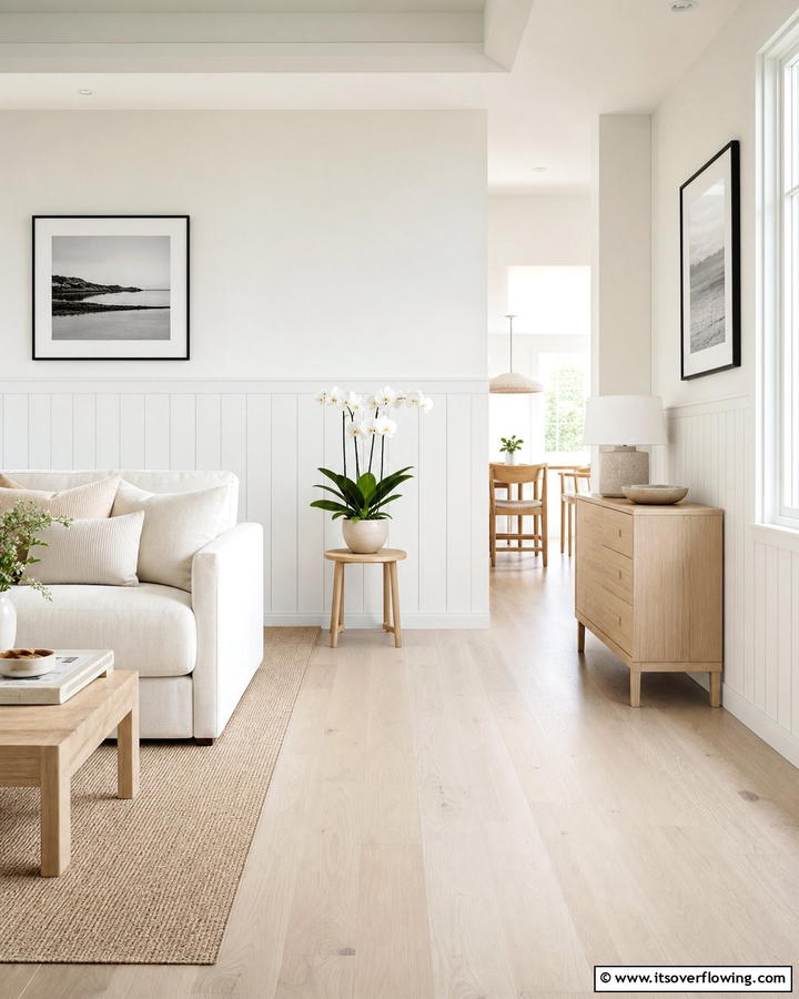 Scandinavian White Simplicity - 21 Half Wall Paneling Ideas for Modern Home Organizing