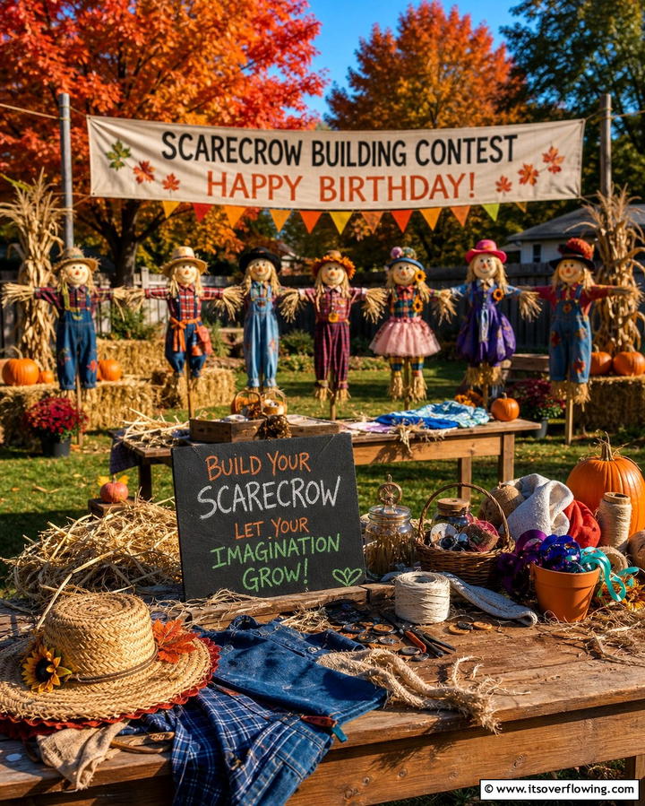 Scarecrow Building Contest - 25 Fall Birthday Party Ideas for a Seasonal Celebration