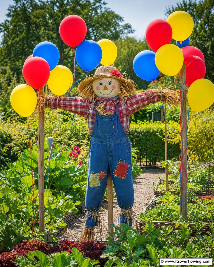 Scarecrow with Balloons - 20 Garden Scarecrow Ideas to Protect and Decorate Your Garden