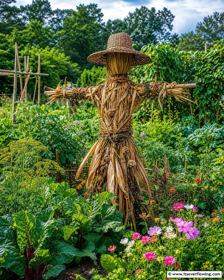 Scarecrow with Plant Based Materials - 20 Garden Scarecrow Ideas to Protect and Decorate Your Garden