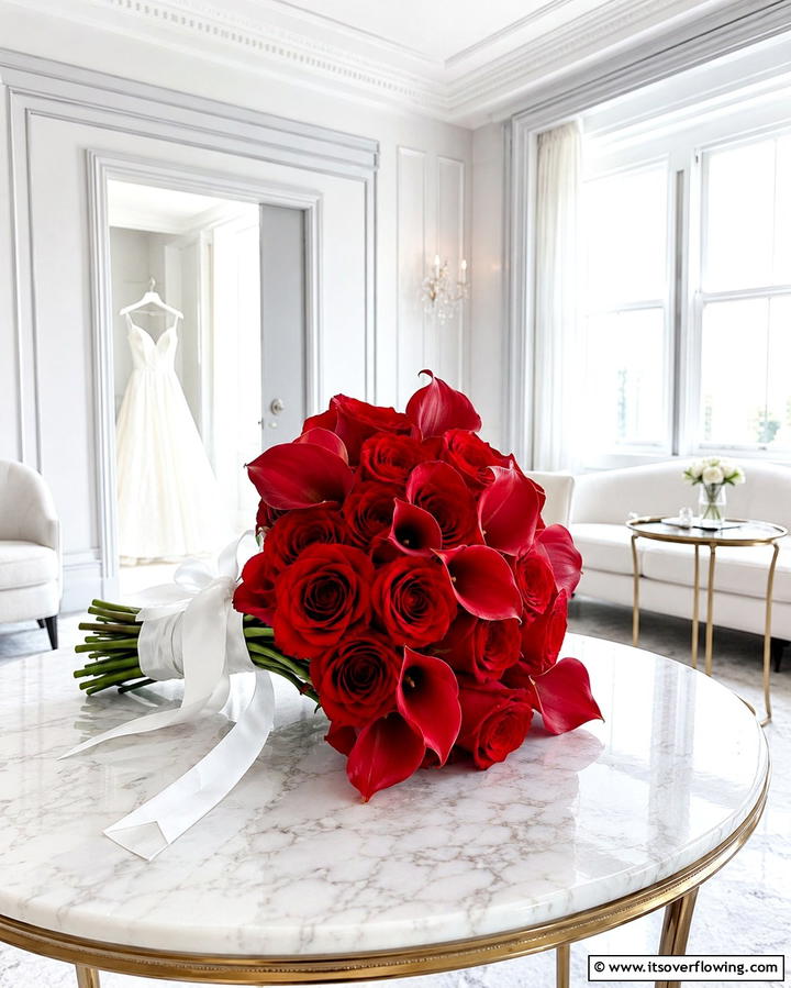 Scarlet Wedding Bouquet - 30 Red Wedding Theme Ideas for Bold and Romantic Celebrations