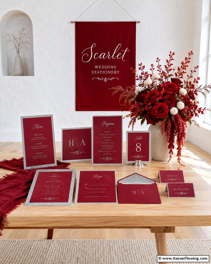 Scarlet Wedding Stationery - 30 Red Wedding Theme Ideas for Bold and Romantic Celebrations