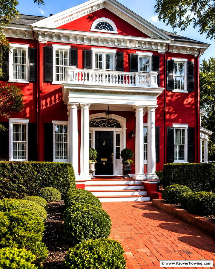 Scarlet and White Contrast - 25 Red Home Exterior Ideas to Boost Curb Appeal