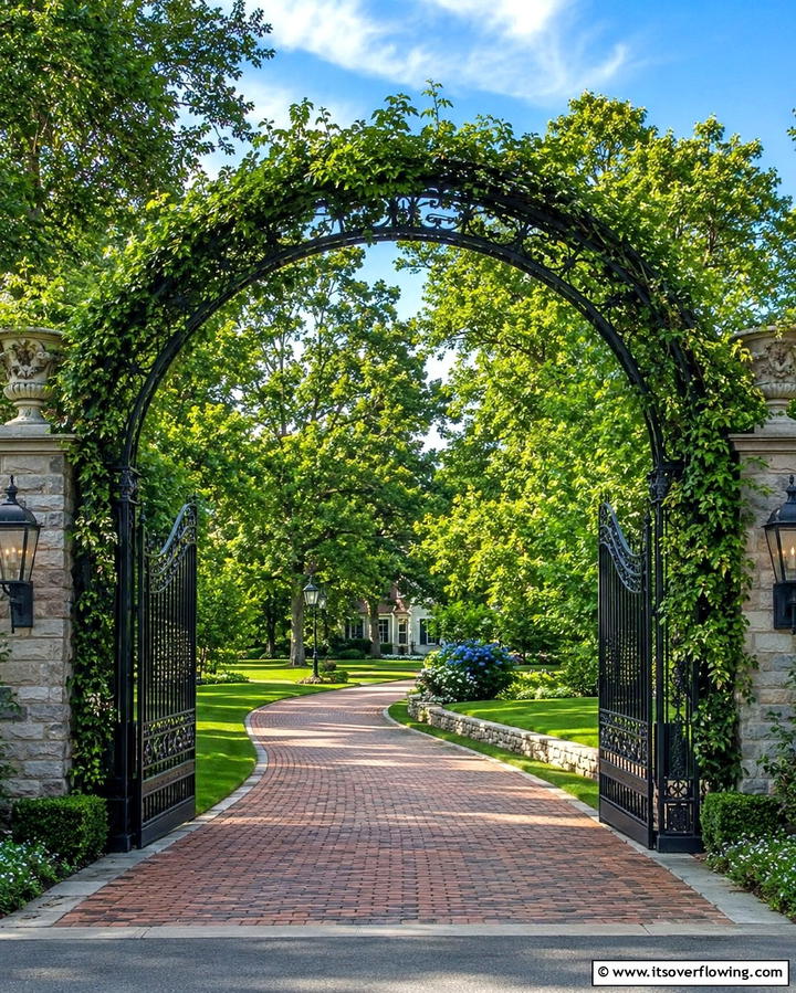 Scenic Archway Gate - 30 Stylish Driveway Gate Ideas for Curb Appeal