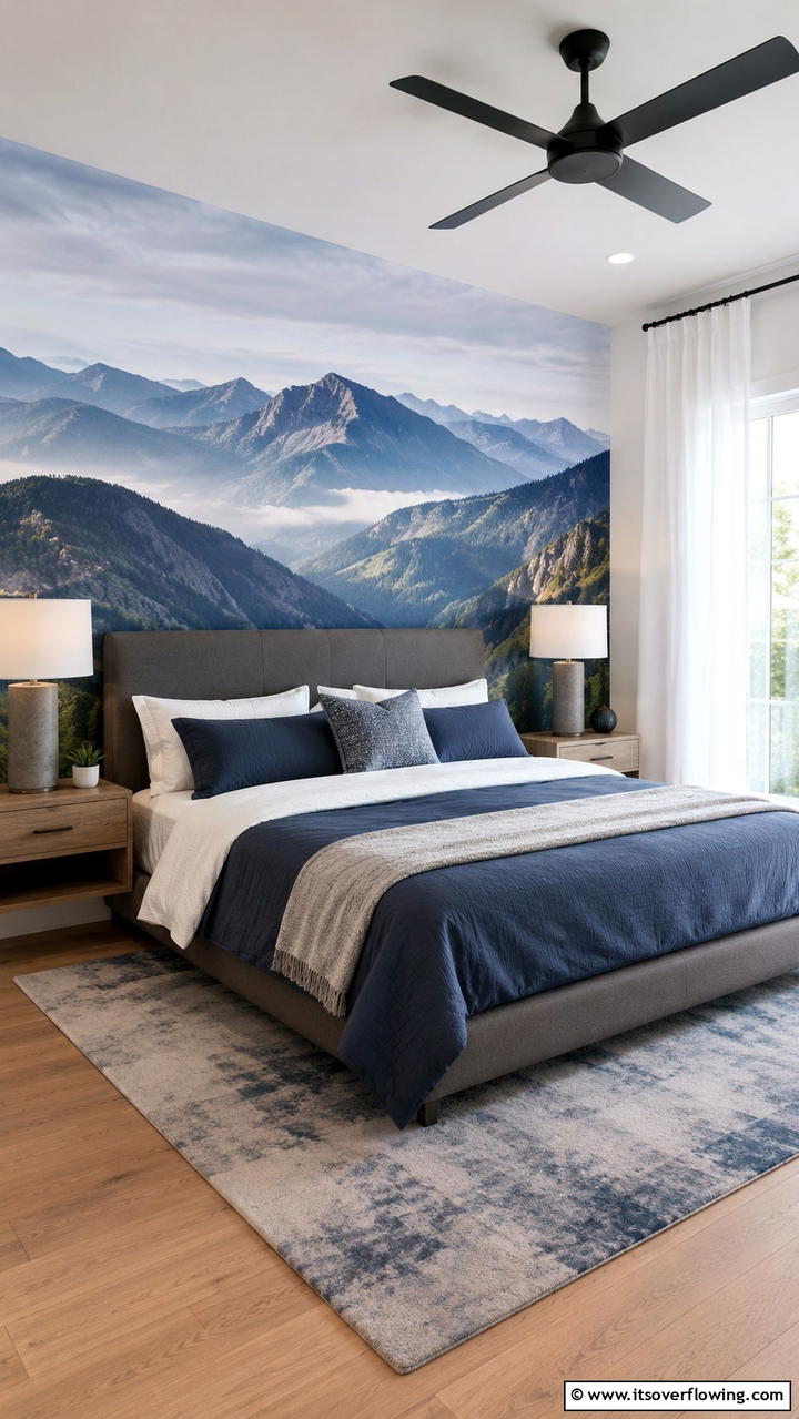 Scenic Landscape Prints - 30 Bedroom Accent Wall Ideas to Transform Your Space