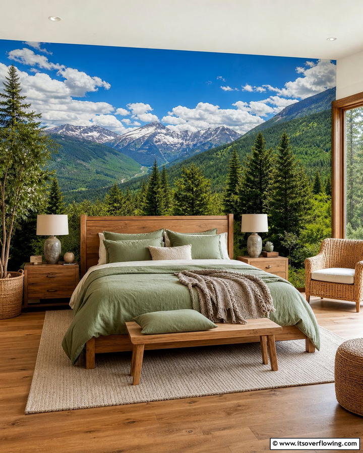 Scenic Landscape Views - 21 Stunning Bedroom Wallpaper Ideas to Elevate Your Sanctuary