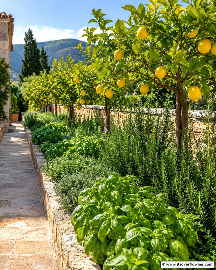 Scented Citrus and Herb Patch - 30 Mediterranean Garden Ideas to Create a Coastal Oasis