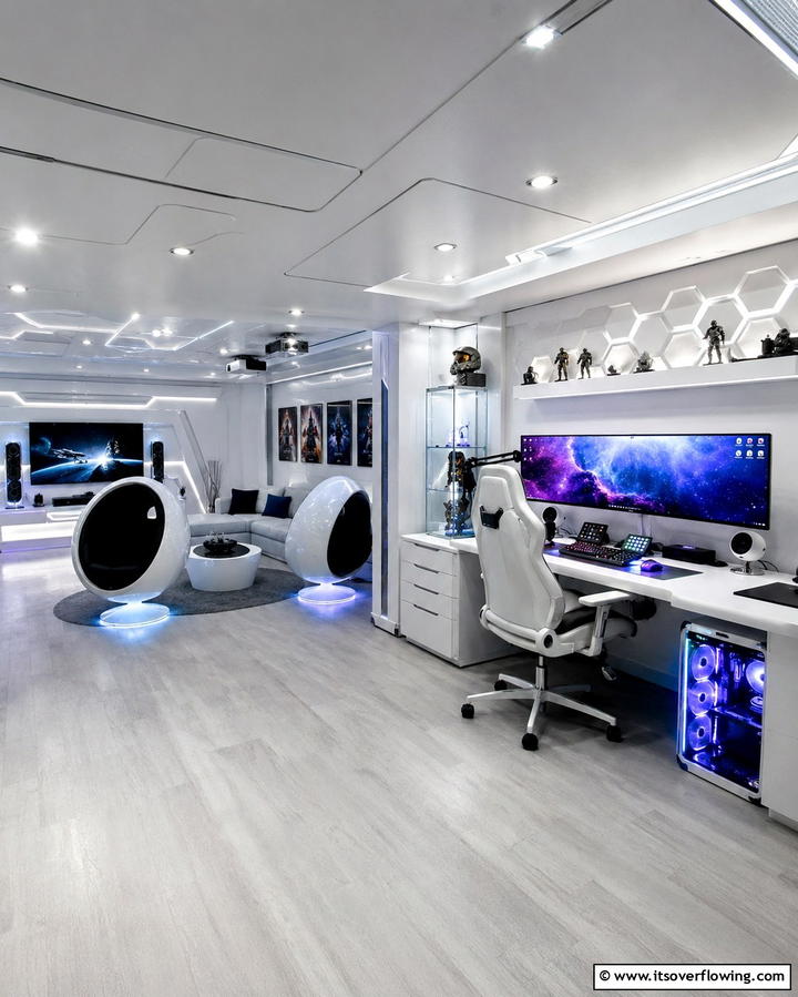 Sci Fi Gaming Universe - 30 Fun Basement Game Room Ideas for Family Entertainment