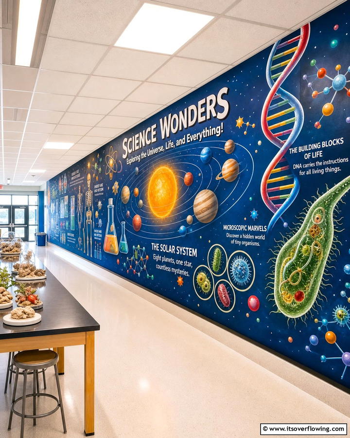 Science Wonders Mural - 21 Creative School Mural Ideas to Inspire Students