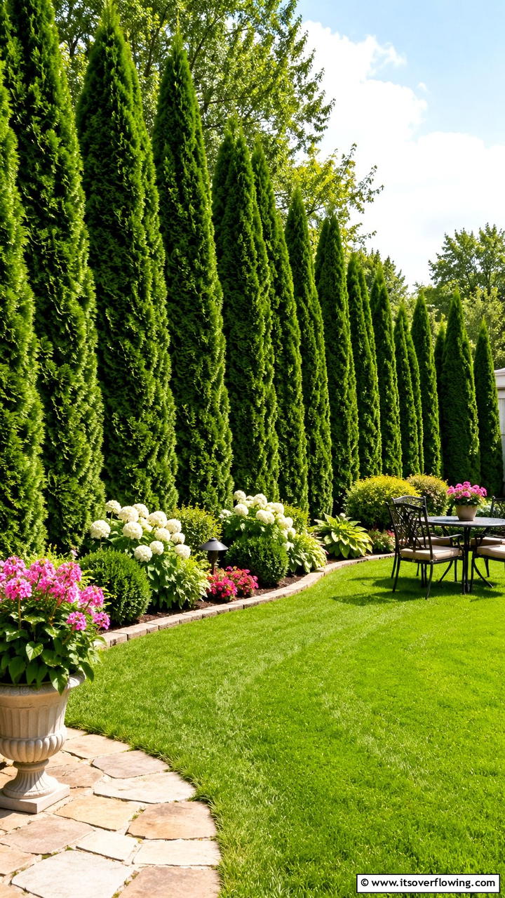 Screen with Arborvitae - 30 Garden Screening Ideas- Privacy Solutions & Stylish Designs