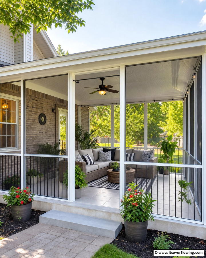 Screened In Porch for All Weather Use - 20 Raised Ranch Front Porch Ideas for Curb Appeal