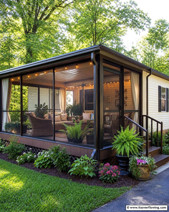 Screened In Porch for Year Round Comfort - 20 Mobile Home Porch Ideas to Boost Curb Appeal