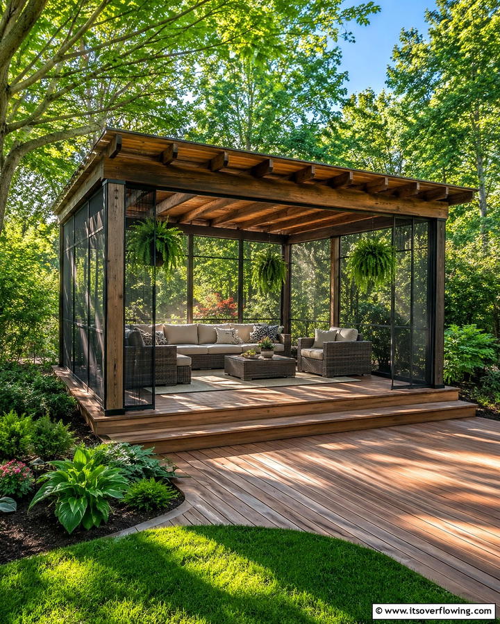 Screened Pergola Concept - 30 Private Deck Ideas for Secluded Outdoor Relaxation Zones