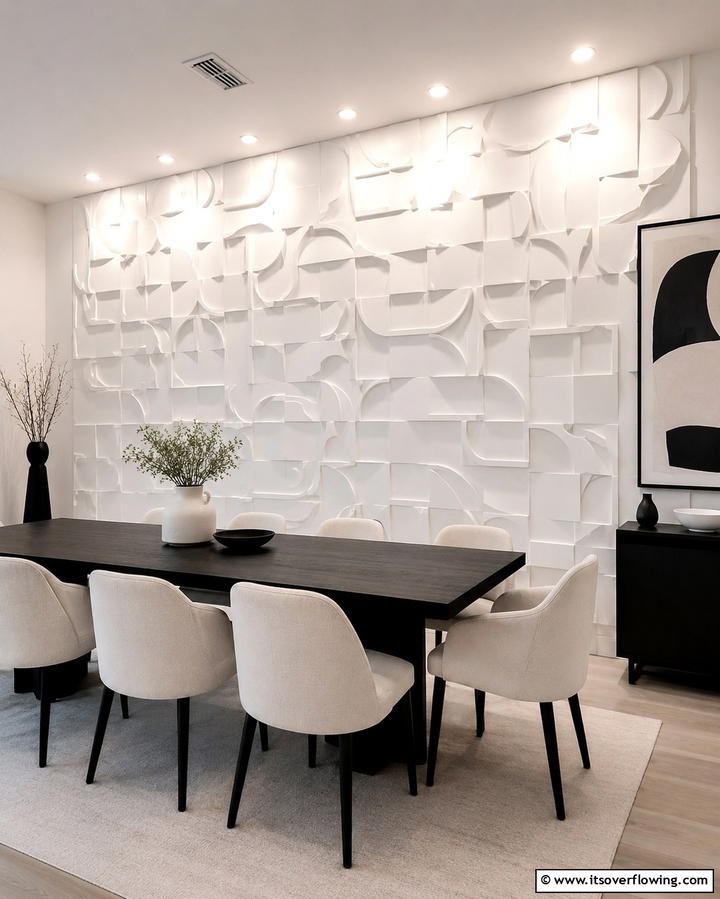 Sculptural 3D Panels for Modern Drama - 25 Dining Room Wall Paneling Ideas for Elegance