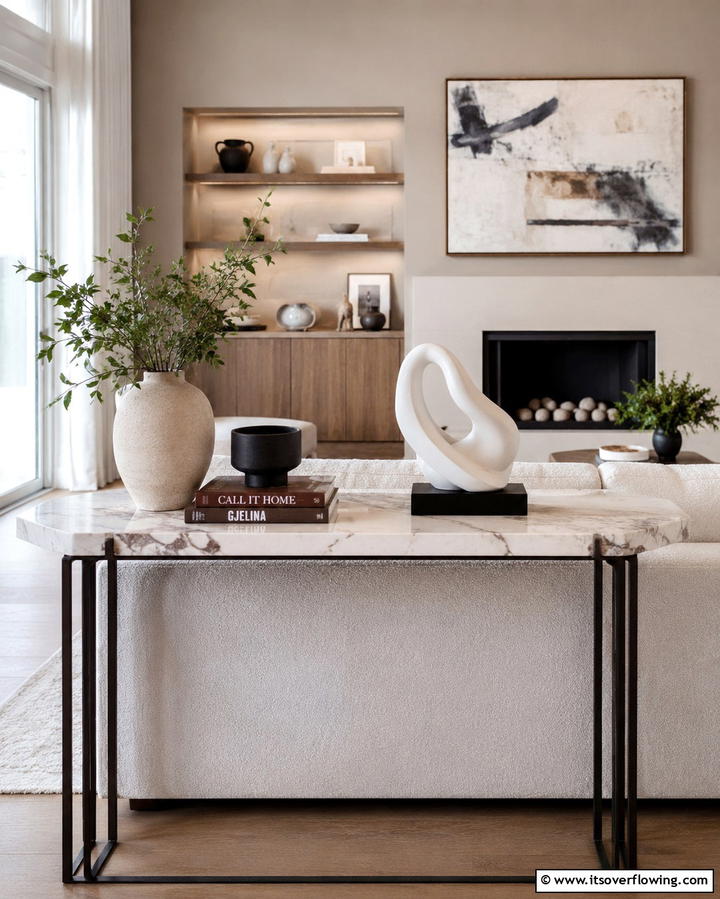Sculptural Accent Pieces - 25 Sofa Table Decor Ideas to Elevate Your Space