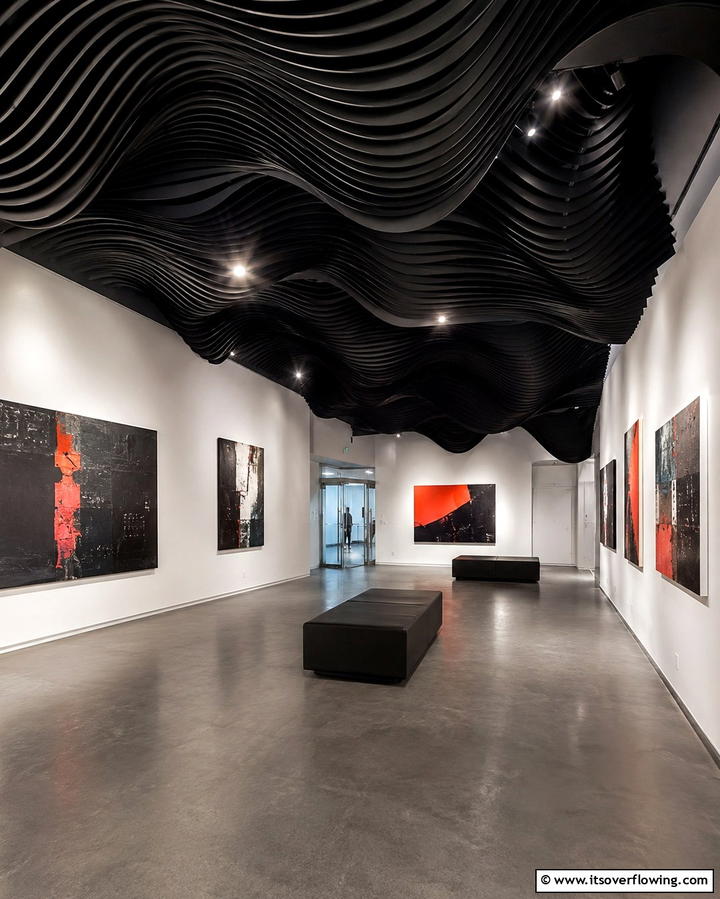 Sculptural Black Ceiling Art - 30 Modern Black Ceiling Design Ideas for Dramatic Interiors