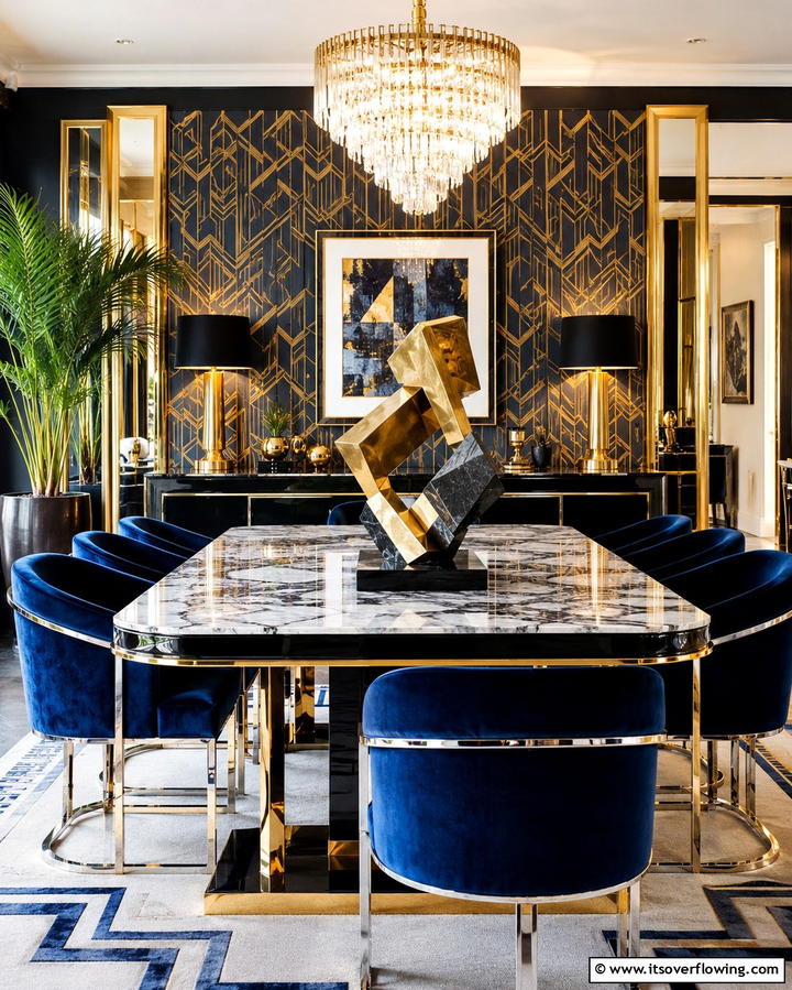 Sculptural Centerpieces - 25 Art Deco Dining Room Ideas for a Glamorous Space