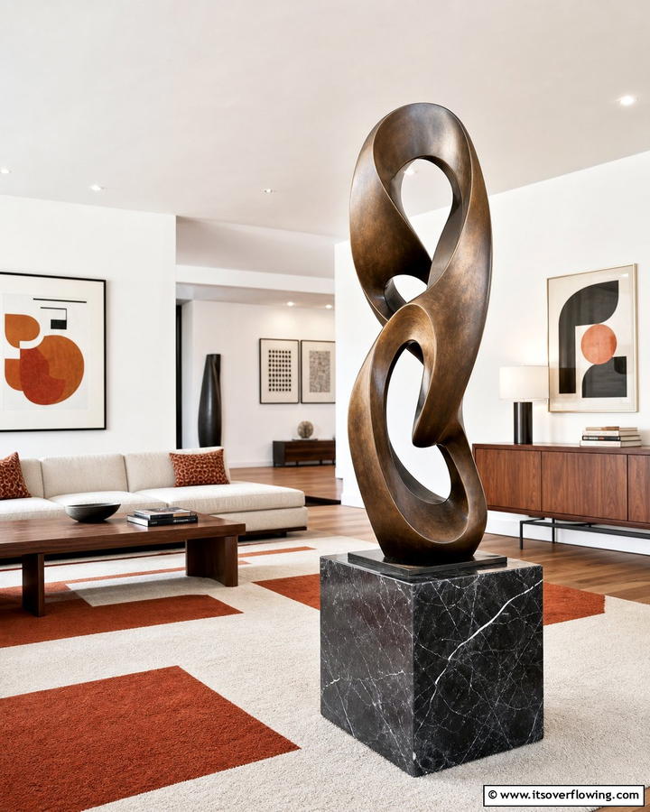 Sculptural Centerpieces - 21 Mid-Century Modern Living Room Ideas- Timeless Style