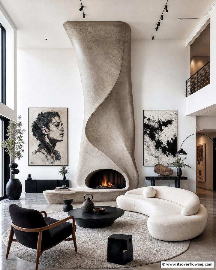 Sculptural Concrete Fireplaces - 20 Modern Concrete Fireplace Ideas for Your Home