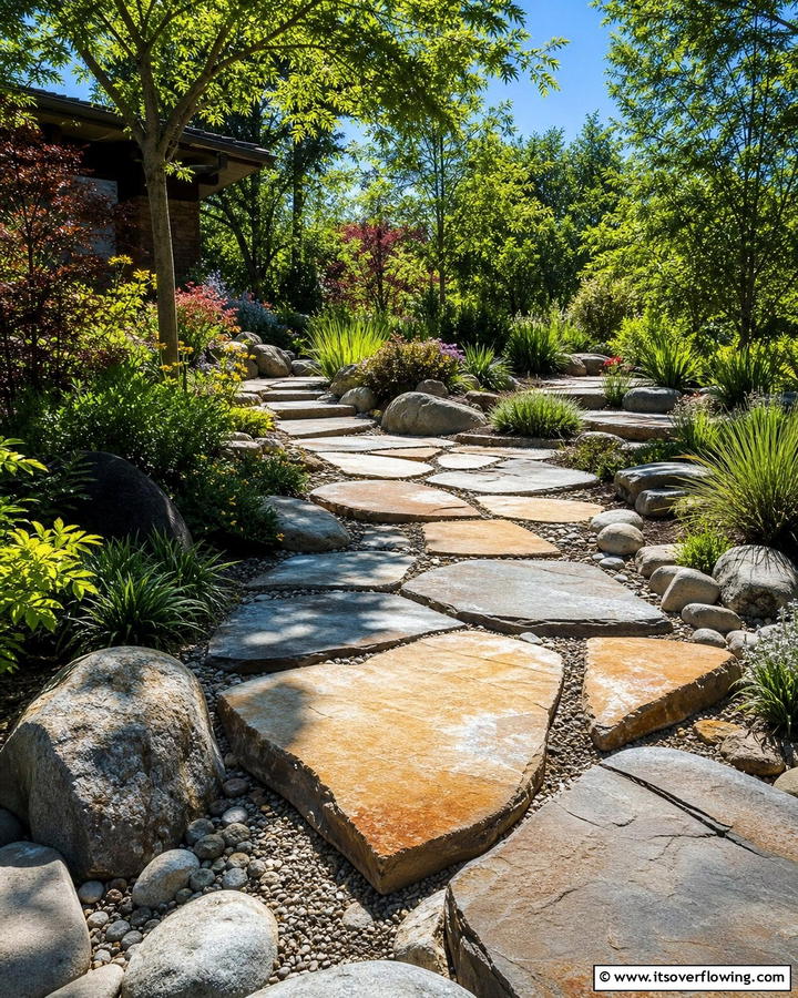Sculptural Flagstone Walkway - 30 Flagstone Walkway Ideas for Charming Pathways