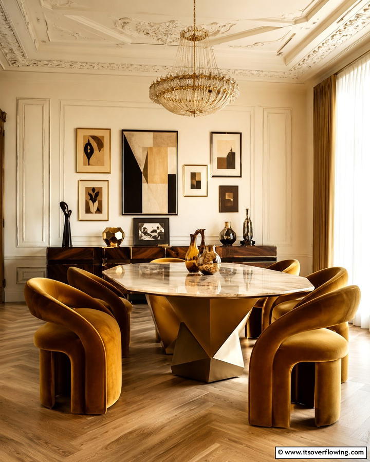 Sculptural Furniture Pieces - 25 Art Deco Dining Room Ideas for a Glamorous Space
