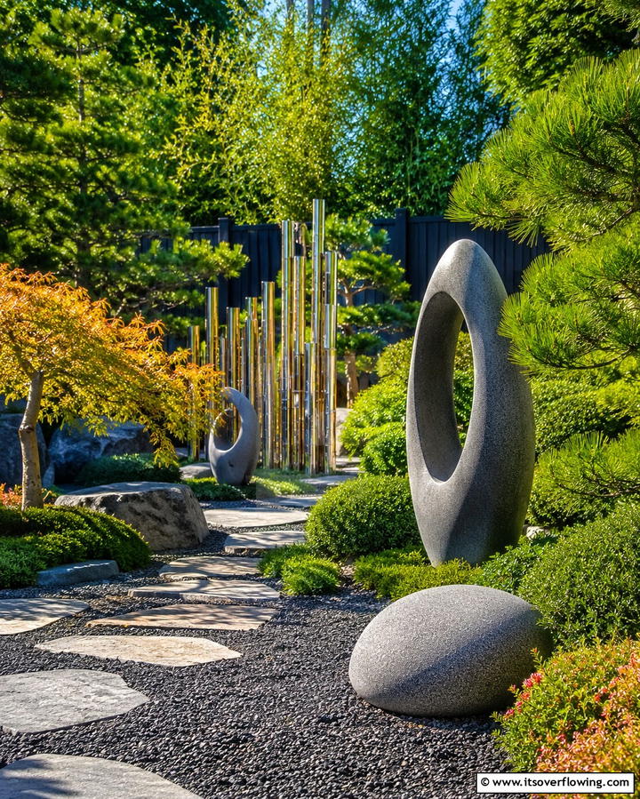 Sculptural Garden Elements - 30 Japanese Garden Ideas for Zen Outdoor Spaces