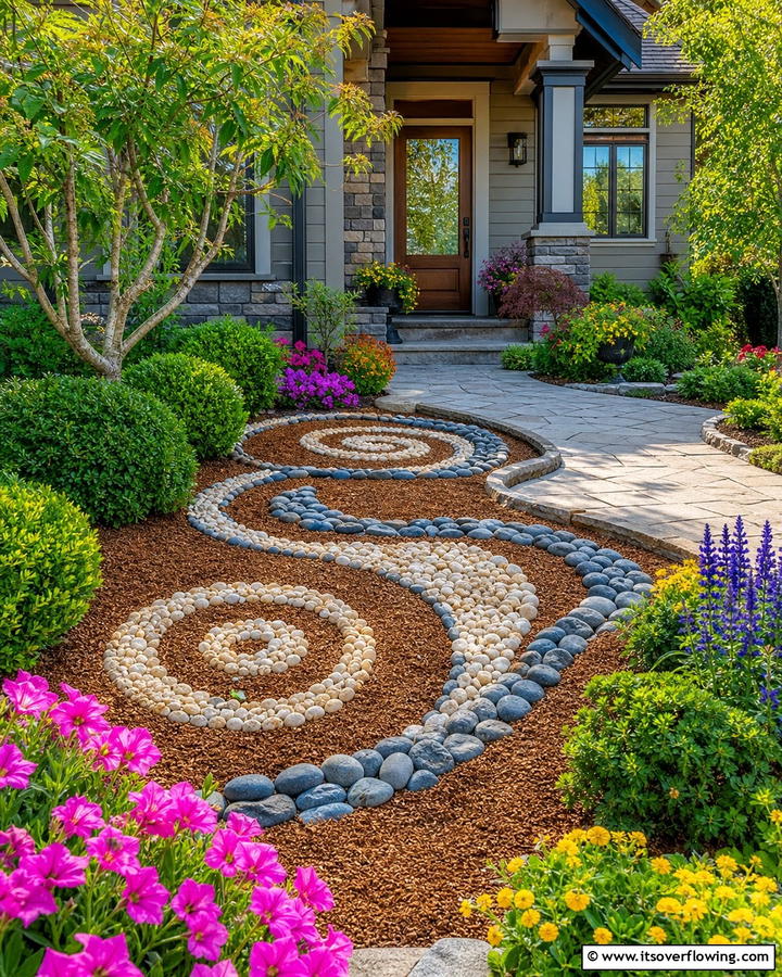 Sculptural Mulch Accents - 21 Front Yard Landscaping Ideas With Rocks and Mulch