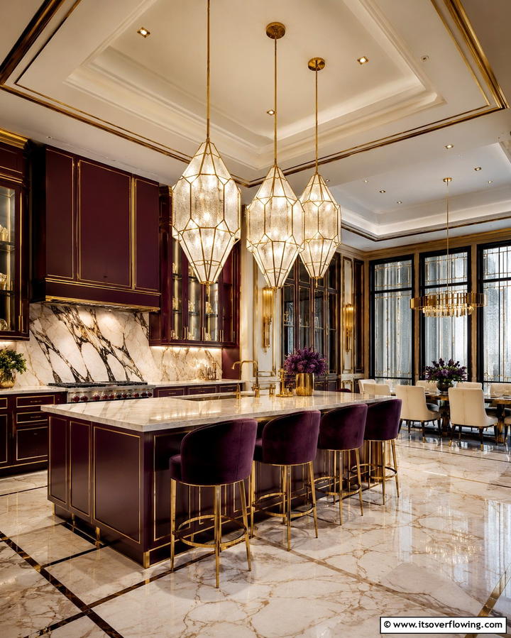 Sculptural Pendant Lights - 30 Art Deco Kitchen Ideas for Timeless Elegance