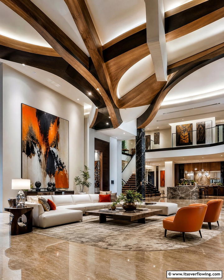 Sculptural Statement Beams - 21 Decorative Ceiling Beam Ideas for Rustic Charm