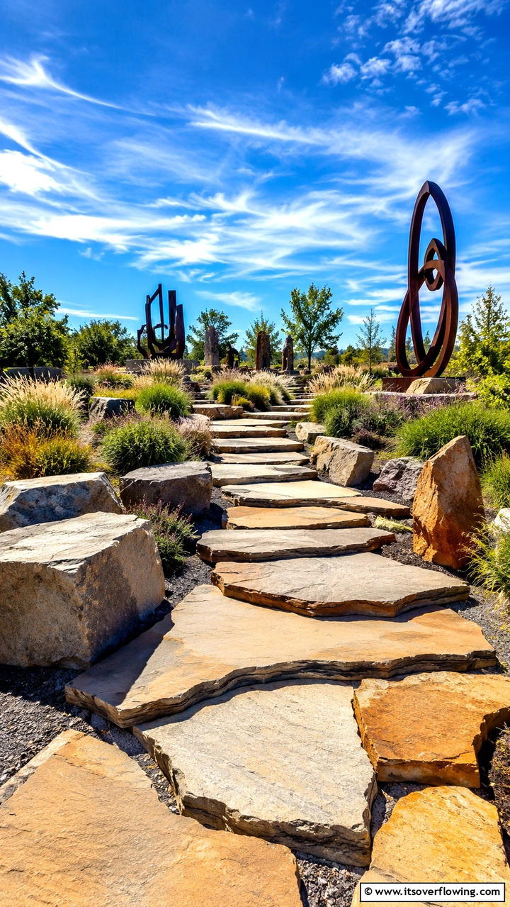 Sculptural Stone Path - 21 Inviting Walkway Ideas to Enhance Your Outdoor Space