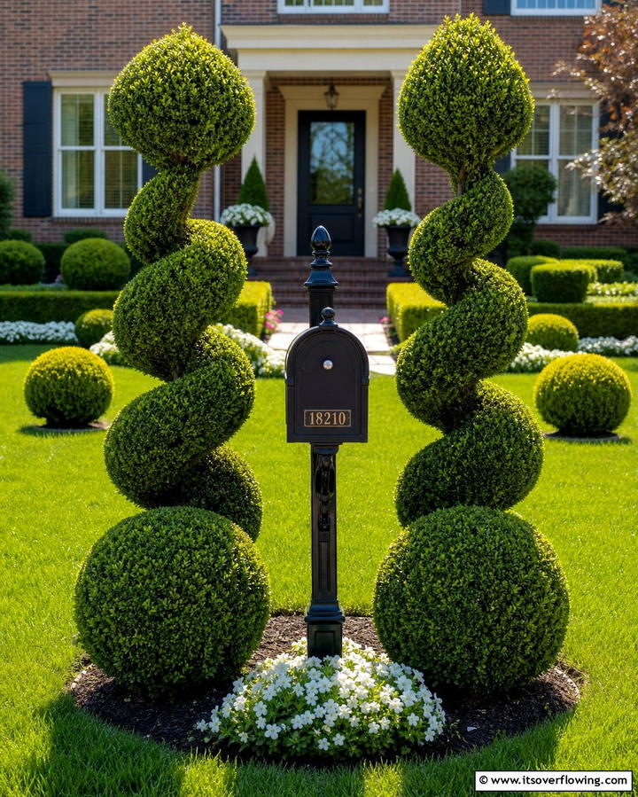 Sculptural Topiary Designs - 30 Creative Mailbox Landscaping Ideas for Curb Appeal