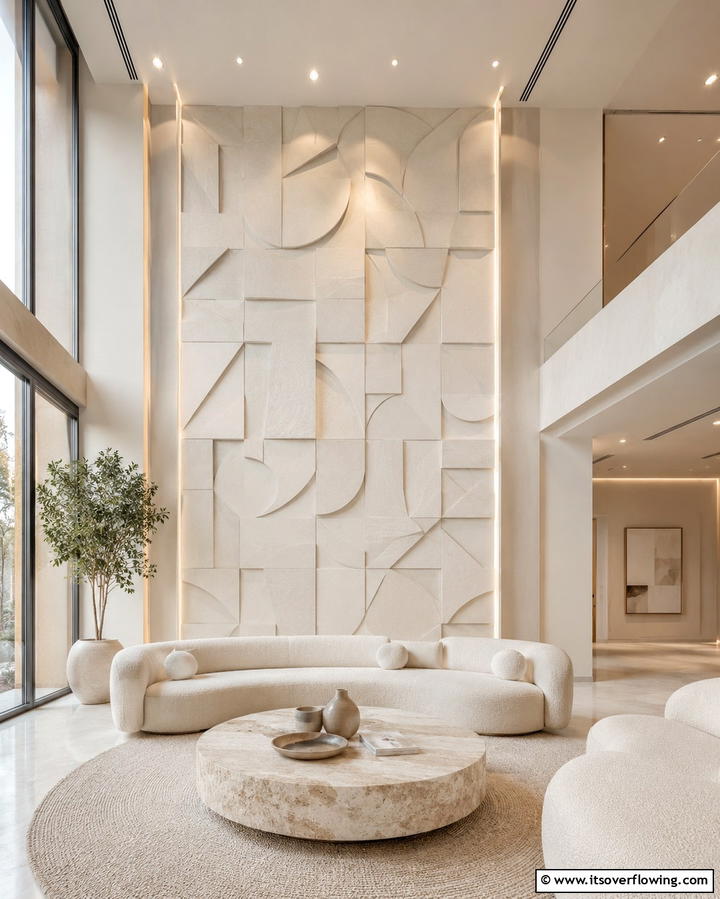 Sculptural Wall Panels - 30 High Ceiling Wall Decor Ideas for Tall Interior Spaces