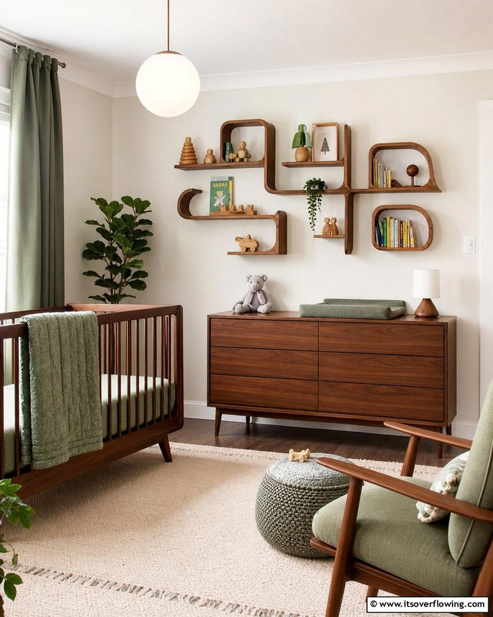 Sculptural Wall Shelves - 20 Mid-century Modern Nursery Ideas for Stylish Kids