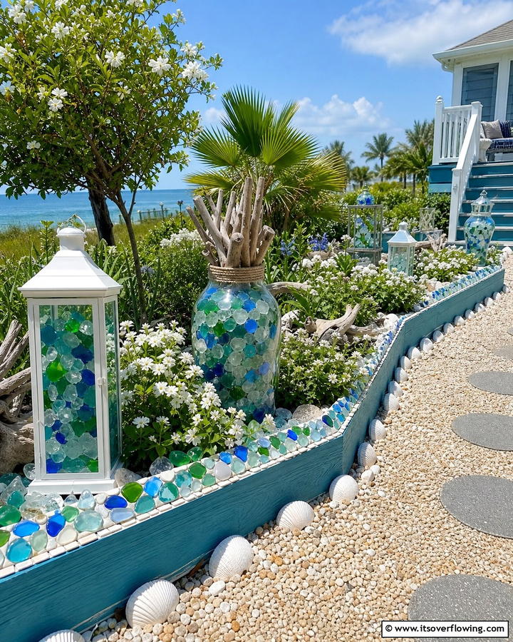 Sea Glass Accents - 20 Coastal Garden Ideas to Bring the Beach Home