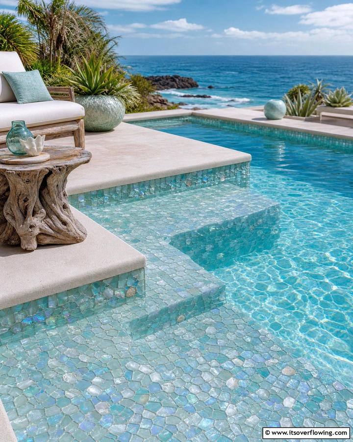 Sea Glass Sophistication - 21 Pool Tile Designs to Refresh Your Swimming Area Style