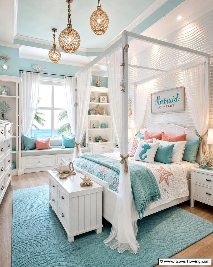 Seabreeze Soiree - 30 Enchanting Mermaid Bedroom Ideas for a Whimsical Retreat