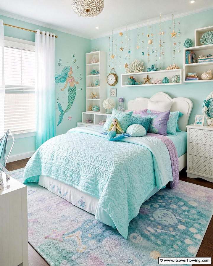 Seafoam Charm - 30 Enchanting Mermaid Bedroom Ideas for a Whimsical Retreat