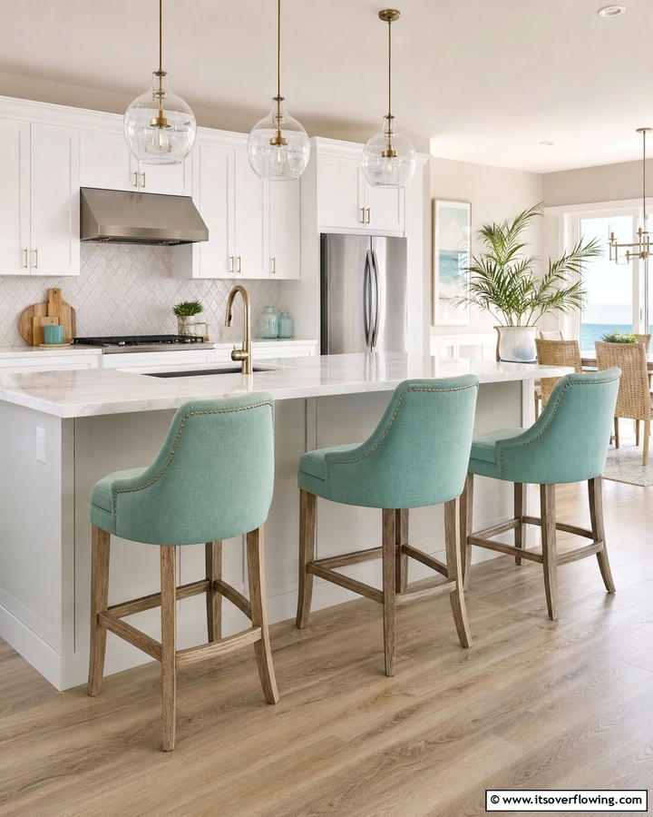 Seafoam Green Bar Stools for a Stylish Accent - 20 Seafoam Green Kitchen Ideas for a Fresh Look