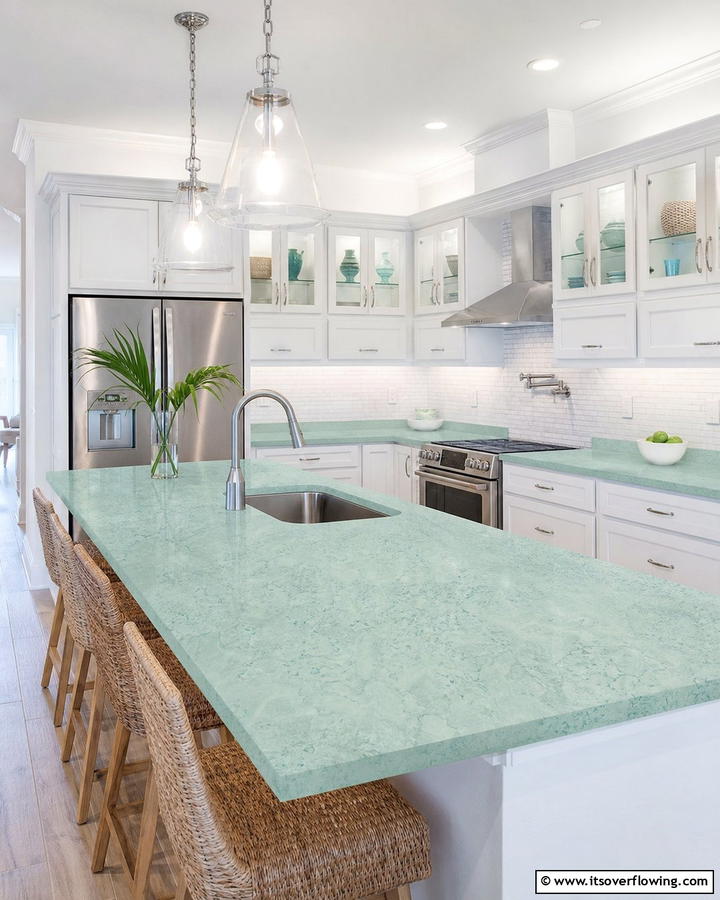 Seafoam Green Countertops for a Unique Twist - 20 Seafoam Green Kitchen Ideas for a Fresh Look