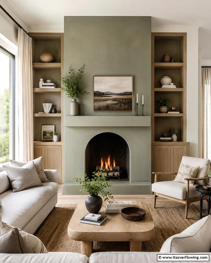 Seafoam Green Mantelpiece - 25 Green Fireplace Ideas for a Cozy and Eco-Friendly Home