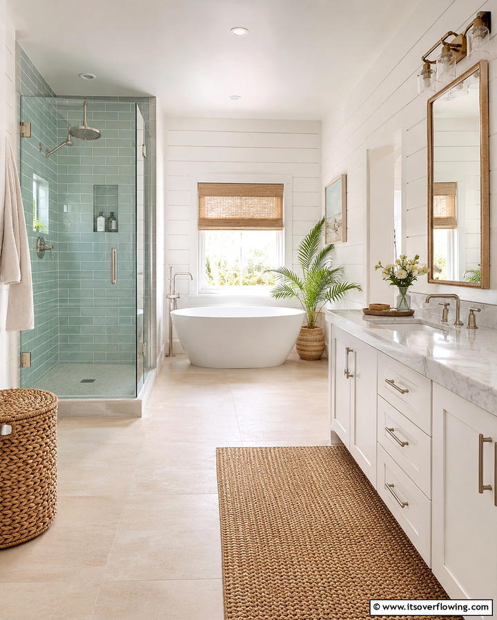 Seafoam Green Tiles for Coastal Vibes - 30 Green Tile Bathroom Inspiration Ideas for Bold Spaces