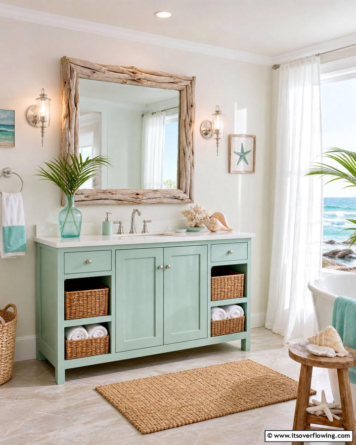 Seafoam Green Vanity for Coastal Vibes - 20 Bathroom With Green Vanity Ideas for a Fresh Look
