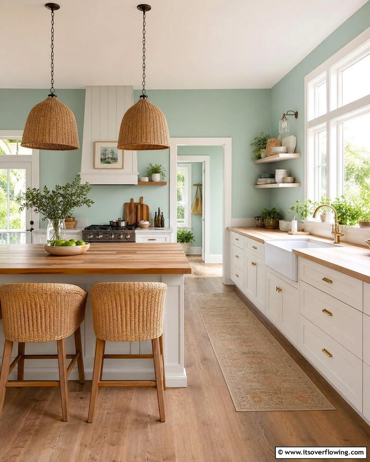 Seafoam Green Walls for a Calming Atmosphere - 20 Seafoam Green Kitchen Ideas for a Fresh Look