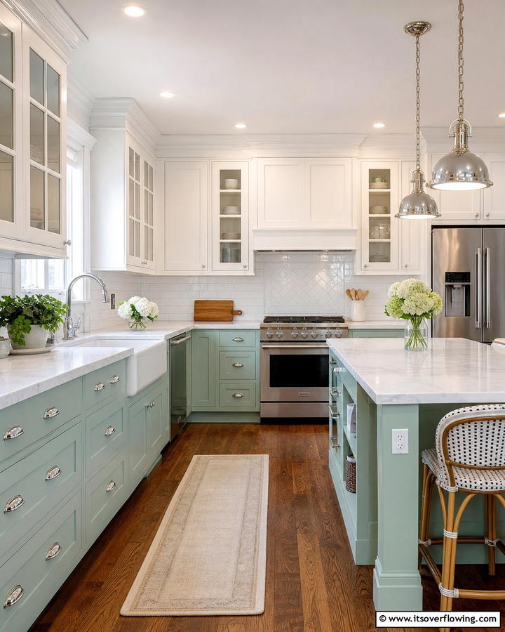 Seafoam Green and White Palette for Timeless Elegance - 20 Seafoam Green Kitchen Ideas for a Fresh Look