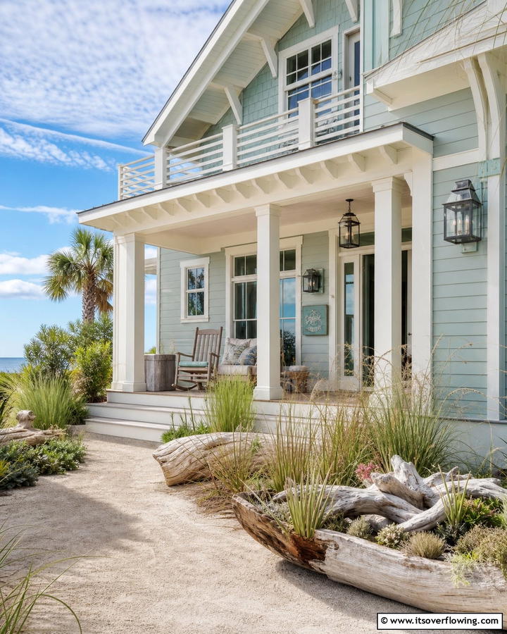 Seafoam Serenity - 20 Light Green House Exterior Ideas for a Fresh Facade