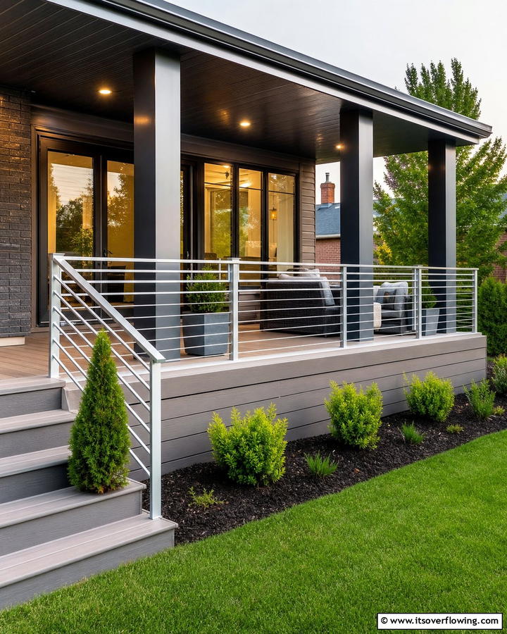 Seamless Aluminum Railings - 21 Porch Railing Designs to Elevate Your Home’s Curb Appeal